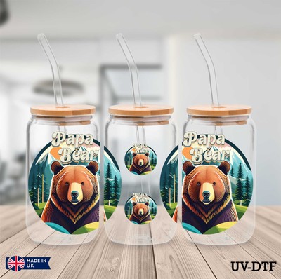 Vatertag UV DTF Aufkleber - 16oz Libbey Dose Glasfolie zp912