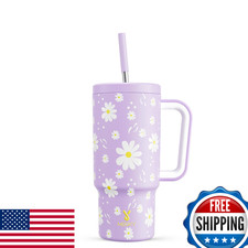 Meoky 24 oz Kids Tumbler with Handle, Stainless Steel Insulated, Leakproof, Purp