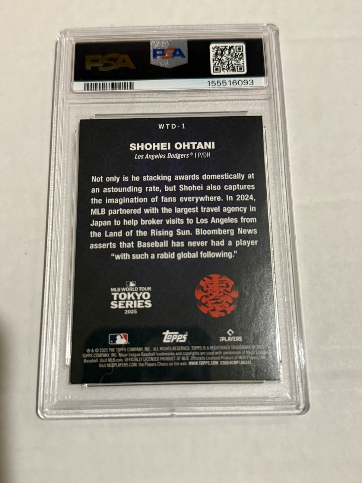 2025 Topps Tokyo Series - World Tour Domination Shohei Ohtani PSA 8 #WTD-1 view 4