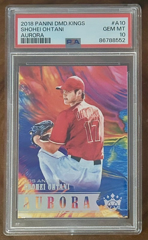 2018 Panini Diamond Kings Baseball #A10 Shohei Ohtani Aurora PSA 10 Rookie Card