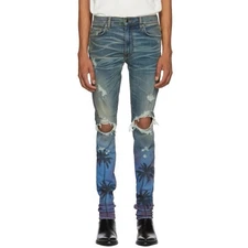 AMIRI Indigo Night Palm Thrasher Jeans Men’s Size 33 Denim Designer Authentic