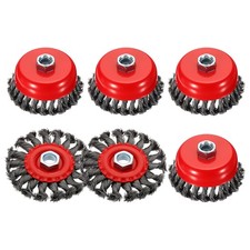 Wire Brush Set-6 Pcs-Carbon Steel Knotted(0.02") - 5/8"-11 Arbor Gray