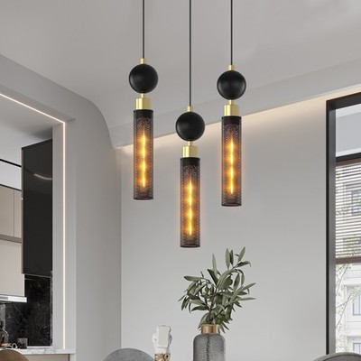 Modern Black Wrought Iron Pendant Light Adjustable Hanging Kitchen Island Lamp