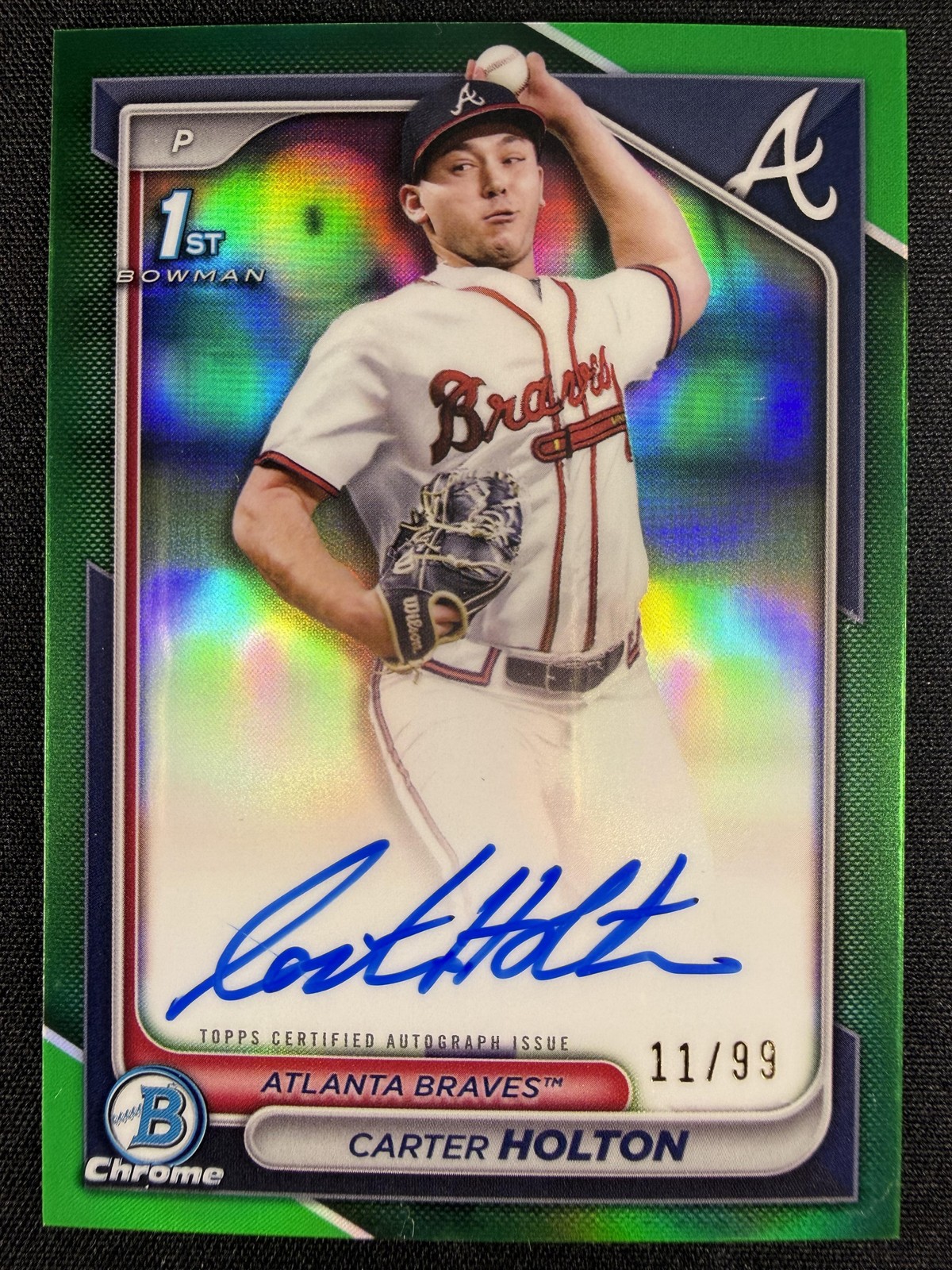2024 Bowman #CPA-CH Carter Holton Chrome Autograph Green Refractor /99