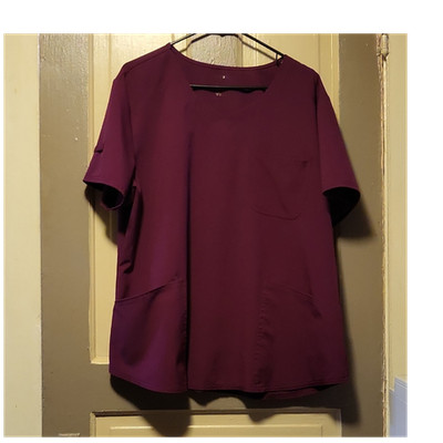 Scrubstar Medical Scrub Top XXL Burgundy Short Sleeve Polyester