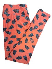New LuLaRoe Orange Leggings With Owl Bird Pattern Size Tall  Curvy 12-18 