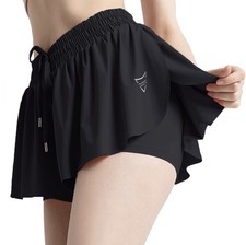 Flowy Shorts for Women Butterfly Shorts 2 in 1 Athletic Workout Gym Sz XS Black