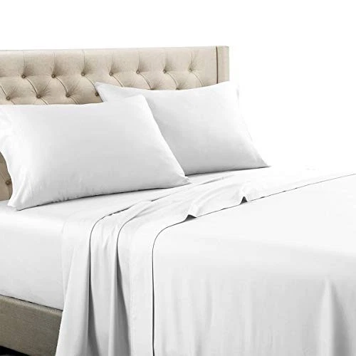 Sólido 600 hilos, 100 % algodón, Top Split King (cabeza flexible) blanco Foto 2 de 4