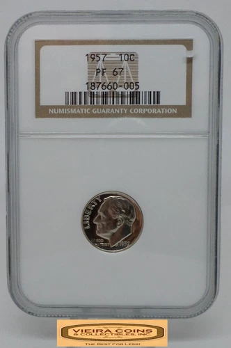 1957  Roosevelt Silver Proof Dime, NGC PF 67  - #B55685
