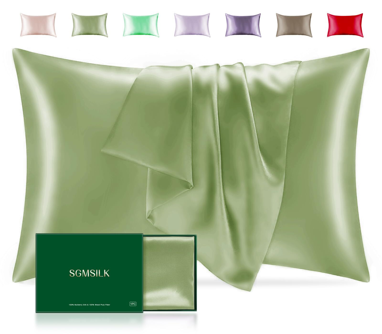 Mulberry Silk Pillowcase for Hair and Skin 22 Momme Natural Silk Pillow Case ...-image