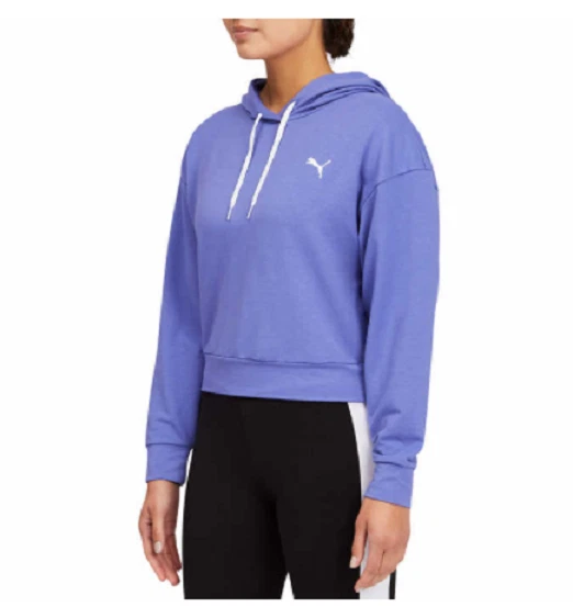 NUEVO Puma Mujer Ligero Recortado Sudadera con Capucha Azul Talla XS Foto 3 de 3