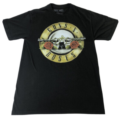 Guns N Roses GNR Crossed Pistols Roses Black Short Sleeve T Shirt Mens Small