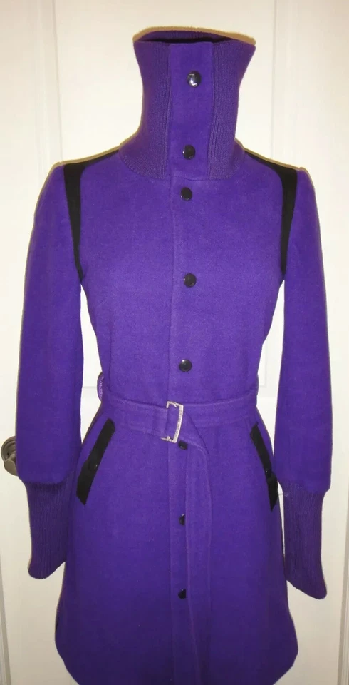 Diesel Purple Wool Blend  Belted  High Collar Coat~ Sz XS~ ONE OF A KIND~ - Image 3 of 4