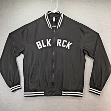 Black Rock Coffee Bar Fuel Your Story Full Zip Windbreaker Jacket LARGE Black