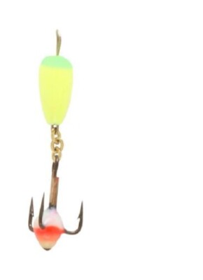 Clam Outdoors Dropper Spoon 1/32 oz - Chart Lime Glow - #14 Treble Hook Ice Lure