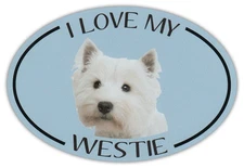 Oval Dog Breed Picture Car Magnet - I Love My Westie (West Highland Terrier)