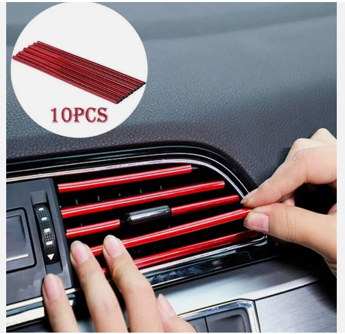 Red Auto Air Conditioner Vent Outlet Decor Stripe Cover Car Interior Accessories