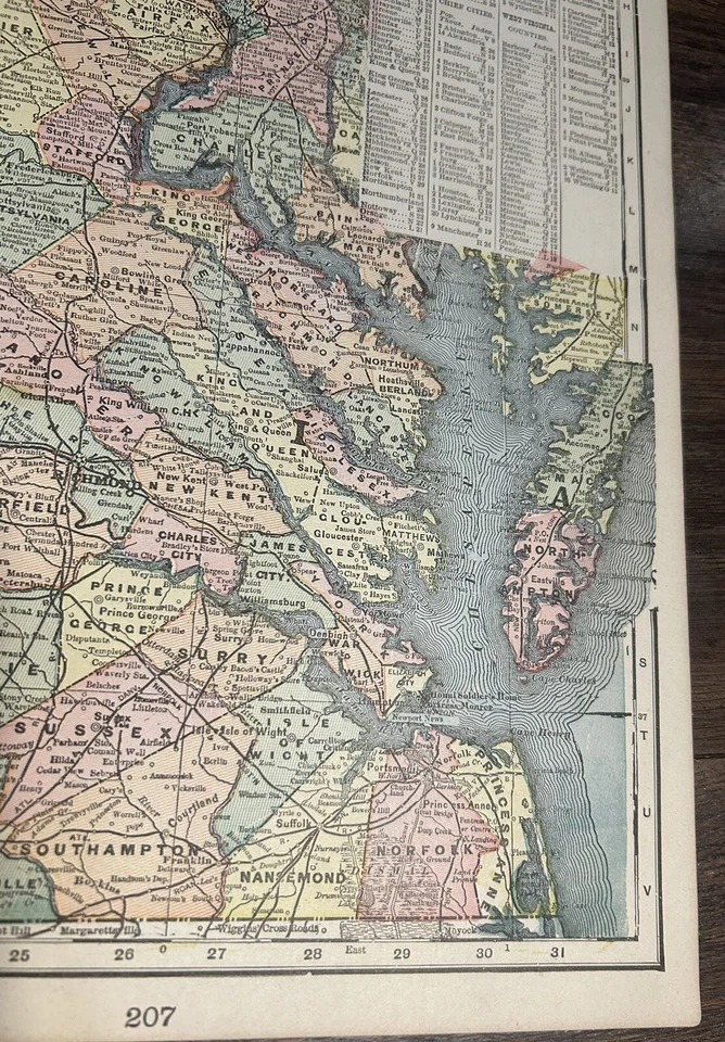 "Mapa Atlas antiguo 1900 desplegable a todo color West Virginia Washington DC+ 22x14,5""" Foto 4 de 4