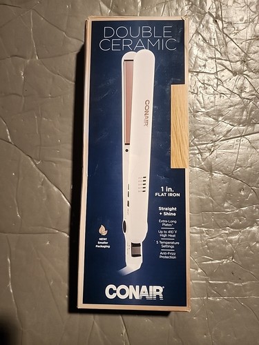 Conair Double Ceramic Flat Iron, 1 Inch, White/Rose Gold
