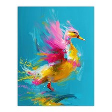 Flying Yellow Pink Duck Abstract Oil Painting Wall Art Poster Print Picture