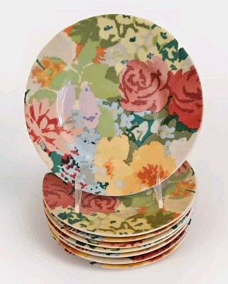 8 French Garden Dibbern Germany Floral Porcelain Dessert Plates 8'' EUC!