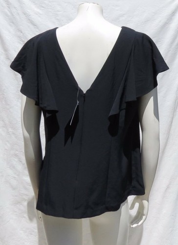 NEW NWD $78 BANANA REPUBLIC Black Lucia Flutter Sleeves Shirt Top US 12 M - Picture 3 of 5