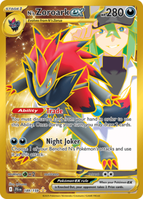 Pokémon TCG N's Zoroark ex 189/159 Gold Secret Rare Journey