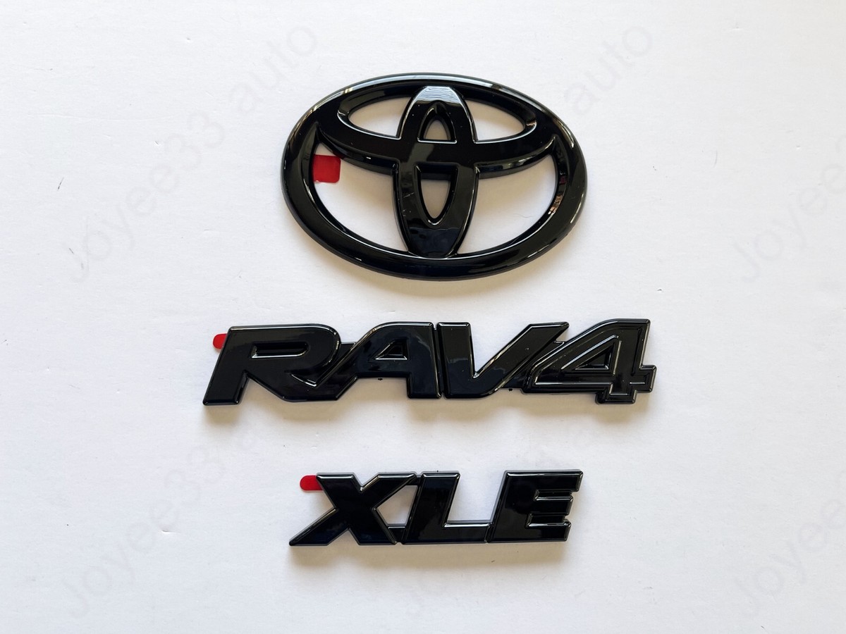 Gloss Black Emblem Overlays For 2019-2025 Toyota RAV4 XLE AWD Hybrid - Rear Badge Covers
