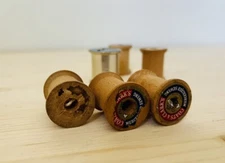 Antique Wood & Metal Sewing Thread Spools 6-Piece Set