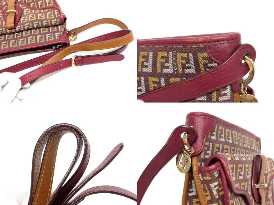 Fendi Bordeaux x Brown Monogram FF Zucca Crossbody Bag 241490 | eBay