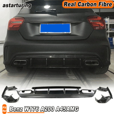 REAL CARBON Rear Bumper Diffuser Wing Lip for Mercedes A Class W176 A200 A45 