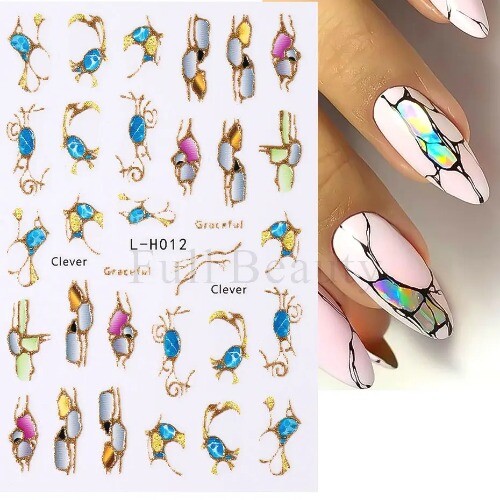 Marble Ink Blooming 3D Nagelsticker Schmetterling Wellenlinie Rauch Streifen Nageldeko - Bild 6 von 36