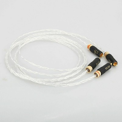Pair HIFI OCC Silver Plated Audio Cable 2RCA Interconnect Cable for Amplifier CD