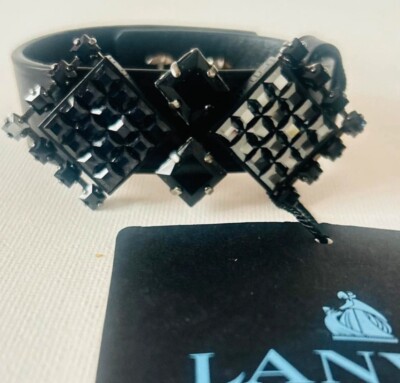 Lanvin Navy Patent Leather Cuff Bracelet with Gold Hardware Lanvin Cuff Bracelet - Etsy main image 4