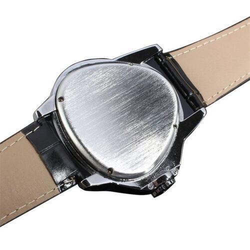 Ganador Automático Mecánico Cuero Hombre Reloj Deportivo Negro Nuevo Triángulo Esqueleto - Imagen 6 de 6