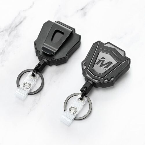Retractable Key Tool Reel Holder Steel 31" Belt Clip Chain Heavy Duty Split Ring - Picture 6 of 7
