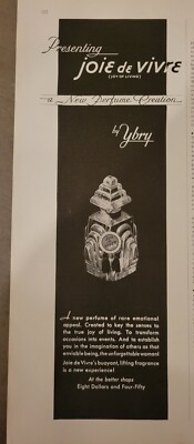 1935 Ybry Joie De Vivre Perfume Bottle Creation Vintage Ad