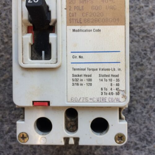 CHALLENGER CF2020 20AMP 600V 2P CIRCUIT BREAKER (Same Day Shipping) - Picture 3 of 13