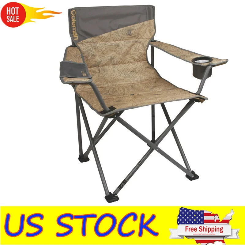 Oversized Quad Chair Adjustable Arm Height Camp 600 lbs. w Cup