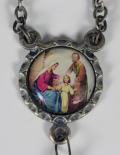 Vintage roter Sandelholz Rosenkranz ~ Jesus, Maria, Josef ~ Familie - Made in Italy - Bild 2 von 9