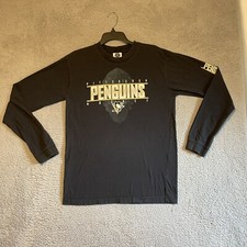 NHL T-Shirt Mens M Black Long Sleeve Pittsburgh Penguins Ice Hockey Tee