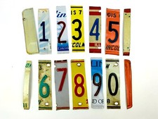 Vintage License Plate Numbers Only For Rustic Address Signs and Crafts Set of 10