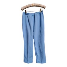 Vtg 70s Sears Powder Blue Knit Leisure Pants That Fit Flare Women's Pull On