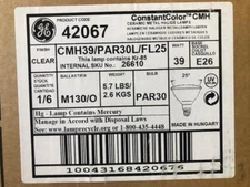 6 Pieces GE 42067 CMH39/PAR30L/FL25 39W Clear E26 M130/O Metal Halide Lamp