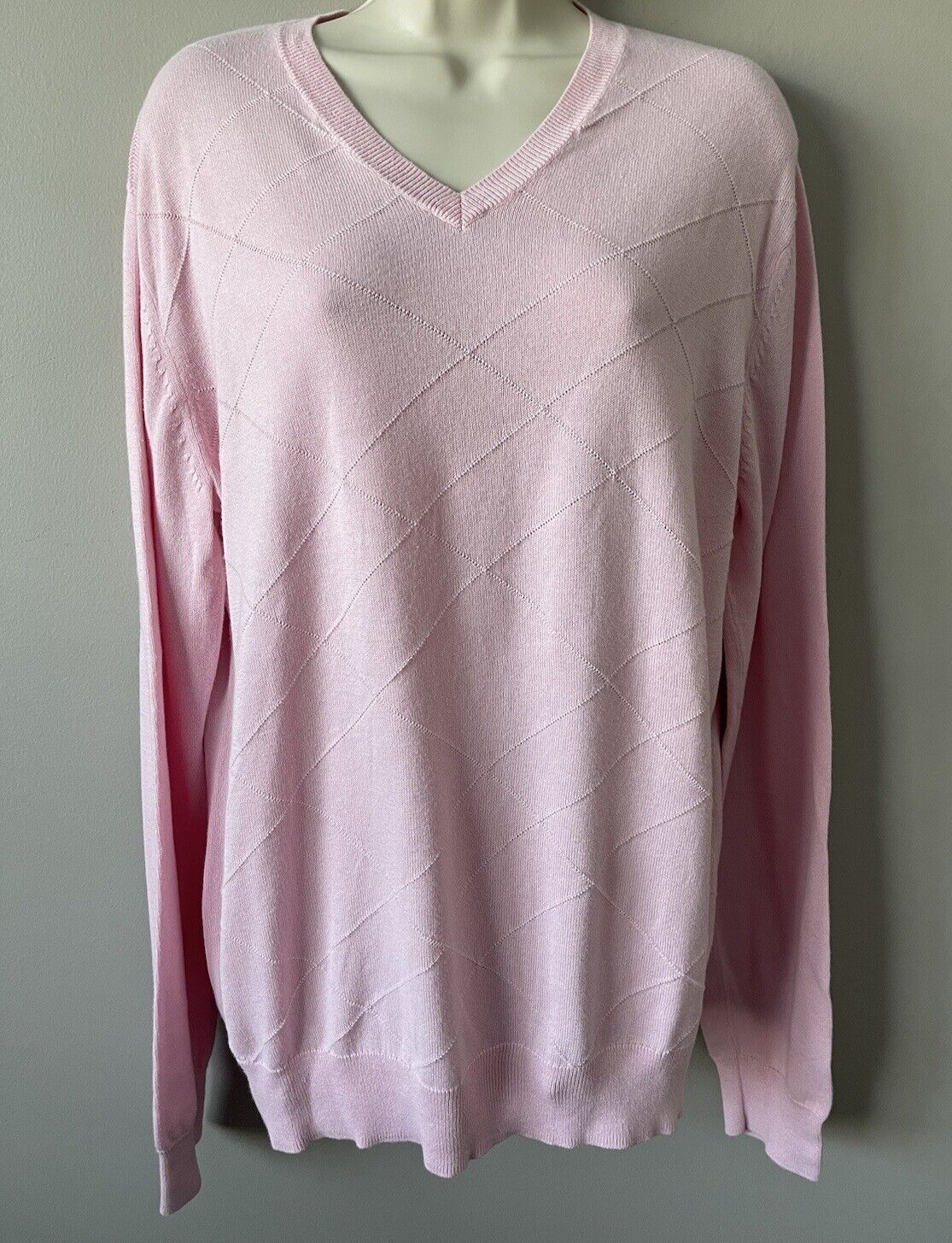 Banana Republic Medium Pink Cotton V-Neck Pullover Sweater for Adults