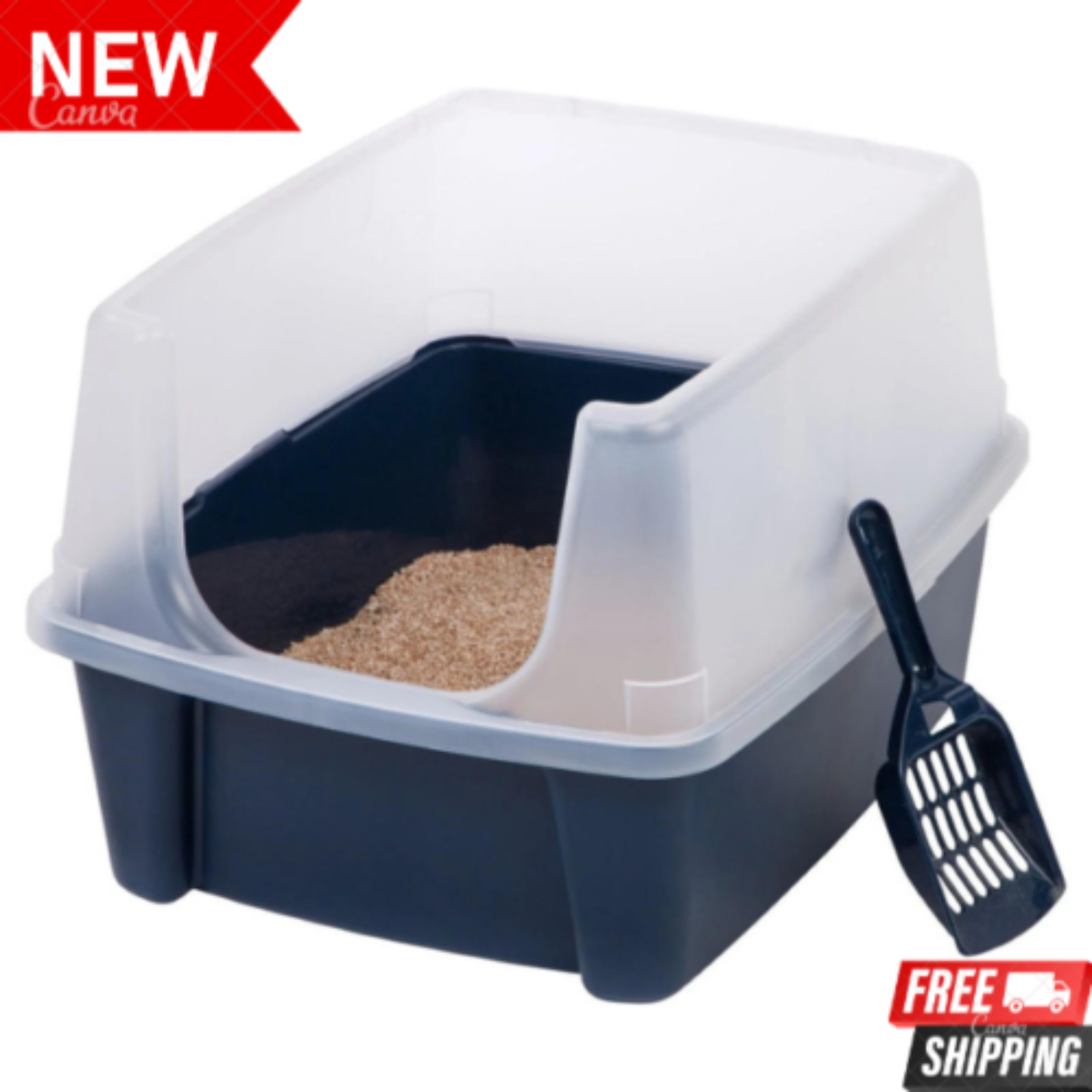 EXTRA LARGE CAT LITTER Box Pan Enclosed Hooded Covered Kitty House With Scoop on eBay