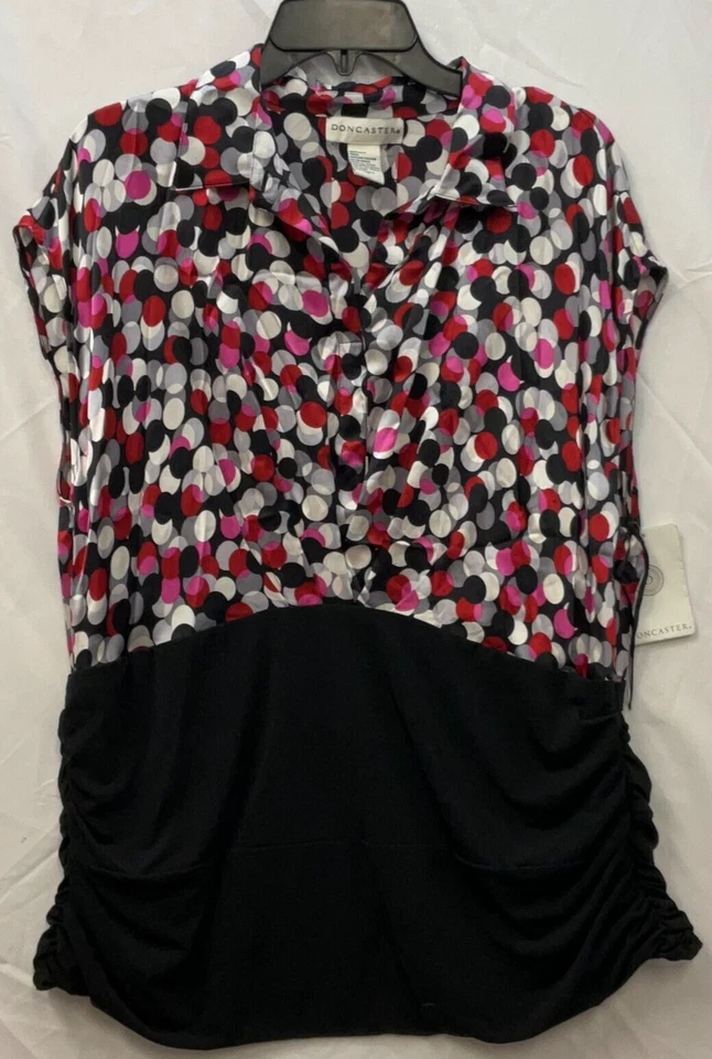 Blusa Doncaster Top Mujer Talla 18 Negra Clásica Lunares Sin Mangas Pullover Foto 2 de 4