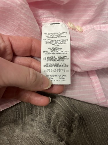 Girl's Crewcuts Pink and White Striped Button Down Shirt- Size 4- Pre-owned - Picture 3 of 4