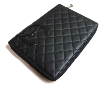 CHANEL ブラック ケース Authentic CHANEL Notebook Cover Organizer Cambon Line Coco Mark