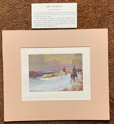 THE HURSLEY HUNT - `Snow on the Downs`; L. EDWARDS. MONTIERTER DRUCK 1929. HAMPSHIRE